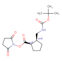 Chemical structure of rac-2,5-dioxopyrrolidin-1-yl (1R,2S)-2-({[(tert-butoxy)carbonyl]amino}methyl)cyclopentane-1-carboxylate - CSSB20620684829