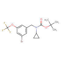Chemical structure of tert-butyl N-{[3-bromo-5-(trifluoromethoxy)phenyl]methyl}-N-cyclopropylcarbamate - CSSB06256038988
