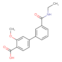 Chemical structure of 3'-(ethylcarbamoyl)-3-methoxy-[1,1'-biphenyl]-4-carboxylic acid - CSSB00150701373