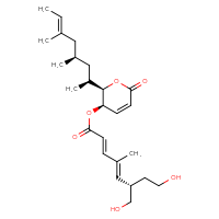 Chemical structure of (2R,3R)-2-[(2S,4R,6E)-4,6-dimethyloct-6-en-2-yl]-6-oxo-3,6-dihydro-2H-pyran-3-yl (2E,4E,6S)-8-hydroxy-6-(hydroxymethyl)-4-methylocta-2,4-dienoate - CSSB06623406714
