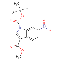 Chemical structure of 1-tert-butyl 3-methyl 6-nitro-1H-indole-1,3-dicarboxylate - CSSB21415984771