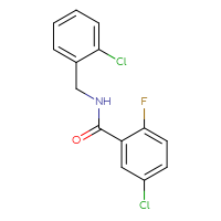 Chemical structure of 5-chloro-N-[(2-chlorophenyl)methyl]-2-fluorobenzamide - CSSB00000396442