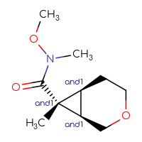Chemical structure of rac-(1R,6S,7R)-N-methoxy-N,7-dimethyl-3-oxabicyclo[4.1.0]heptane-7-carboxamide - CSSB21291564231