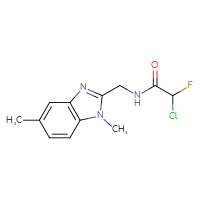 Chemical structure of 2-chloro-N-[(1,5-dimethyl-1H-1,3-benzodiazol-2-yl)methyl]-2-fluoroacetamide - CSSB21332118746