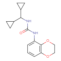 Chemical structure of 3-(dicyclopropylmethyl)-1-(2,3-dihydro-1,4-benzodioxin-5-yl)urea - CSSB02048337098