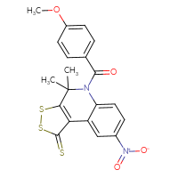 Chemical structure of 5-(4-methoxybenzoyl)-4,4-dimethyl-8-nitro-1H,4H,5H-[1,2]dithiolo[3,4-c]quinoline-1-thione - CSSB00121672513