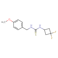 Chemical structure of 3-(3,3-difluorocyclobutyl)-1-[(4-methoxyphenyl)methyl]thiourea - CSSB02018772585