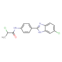 Chemical structure of 2-chloro-N-[4-(6-chloro-1H-1,3-benzodiazol-2-yl)phenyl]propanamide - CSSB21531616689