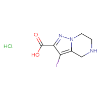 Chemical structure of 3-iodo-4H,5H,6H,7H-pyrazolo[1,5-a]pyrazine-2-carboxylic acid hydrochloride - CSSB21043403784