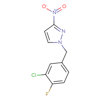 Chemical structure of 1-[(3-chloro-4-fluorophenyl)methyl]-3-nitro-1H-pyrazole - CSSB00161164835