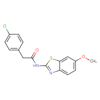 Chemical structure of 2-(4-chlorophenyl)-N-(6-methoxy-1,3-benzothiazol-2-yl)acetamide - CSSB00027983536