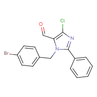 Chemical structure of 1-[(4-bromophenyl)methyl]-4-chloro-2-phenyl-1H-imidazole-5-carbaldehyde - CSSB14831789911