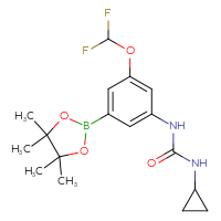 Chemical structure of 3-cyclopropyl-1-[3-(difluoromethoxy)-5-(4,4,5,5-tetramethyl-1,3,2-dioxaborolan-2-yl)phenyl]urea - CSSB21245996111