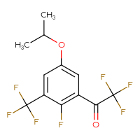 Chemical structure of 2,2,2-trifluoro-1-[2-fluoro-5-(propan-2-yloxy)-3-(trifluoromethyl)phenyl]ethan-1-one - CSSB21103686248