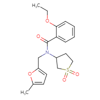 Chemical structure of N-(1,1-dioxo-1λ⁶-thiolan-3-yl)-2-ethoxy-N-[(5-methylfuran-2-yl)methyl]benzamide - CSSB00026754459