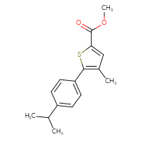Chemical structure of methyl 4-methyl-5-[4-(propan-2-yl)phenyl]thiophene-2-carboxylate - CSSB00015199574