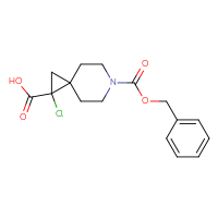 Chemical structure of 6-[(benzyloxy)carbonyl]-1-chloro-6-azaspiro[2.5]octane-1-carboxylic acid - CSSB03437851835