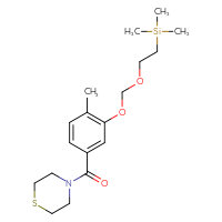 Chemical structure of 4-(4-methyl-3-{[2-(trimethylsilyl)ethoxy]methoxy}benzoyl)thiomorpholine - CSSB21432557763