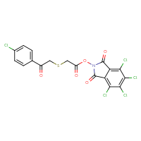 Chemical structure of 4,5,6,7-tetrachloro-1,3-dioxo-2,3-dihydro-1H-isoindol-2-yl 2-{[2-(4-chlorophenyl)-2-oxoethyl]sulfanyl}acetate - CSSB20270306603