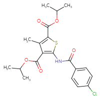 Chemical structure of 2,4-bis(propan-2-yl) 5-(4-chlorobenzamido)-3-methylthiophene-2,4-dicarboxylate - CSSB00121677340