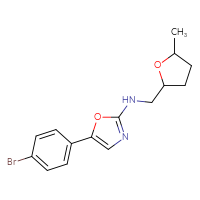Chemical structure of 5-(4-bromophenyl)-N-[(5-methyloxolan-2-yl)methyl]-1,3-oxazol-2-amine - CSSB21495876783