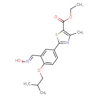 Chemical structure of ethyl 2-{3-[(hydroxyimino)methyl]-4-(2-methylpropoxy)phenyl}-4-methyl-1,3-thiazole-5-carboxylate - CSSB14948337601