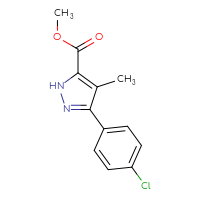 Chemical structure of methyl 3-(4-chlorophenyl)-4-methyl-1H-pyrazole-5-carboxylate - CSSB00133570556