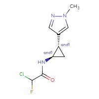 Chemical structure of rac-2-chloro-2-fluoro-N-[(1R,2S)-2-(1-methyl-1H-pyrazol-4-yl)cyclopropyl]acetamide - CSSB21332119882