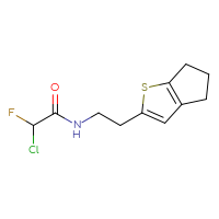 Chemical structure of 2-chloro-N-(2-{4H,5H,6H-cyclopenta[b]thiophen-2-yl}ethyl)-2-fluoroacetamide - CSSB21332075468