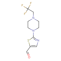 Chemical structure of 2-[4-(2,2,2-trifluoroethyl)piperazin-1-yl]-1,3-thiazole-5-carbaldehyde - CSSB00000728738