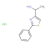 Chemical structure of 1-(2-phenyl-1,3-thiazol-4-yl)ethan-1-amine hydrochloride - CSSB00000730621