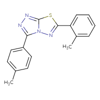 Chemical structure of 6-(2-methylphenyl)-3-(4-methylphenyl)-[1,2,4]triazolo[3,4-b][1,3,4]thiadiazole - CSSB00121638294