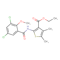 Chemical structure of ethyl 2-(3,5-dichloro-2-methoxybenzamido)-4,5-dimethylthiophene-3-carboxylate - CSSB00121704795