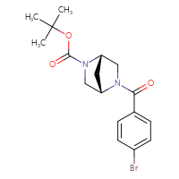 Chemical structure of tert-butyl (1S,4S)-5-(4-bromobenzoyl)-2,5-diazabicyclo[2.2.1]heptane-2-carboxylate - CSSB00232808287