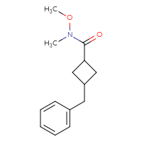 Chemical structure of 3-benzyl-N-methoxy-N-methylcyclobutane-1-carboxamide - CSSB06856205737