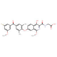 Chemical structure of 2-({7-[4-(3-fluoro-5-methoxybenzoyl)-2,6-dimethylphenoxy]-4-hydroxy-1-methoxyisoquinolin-3-yl}formamido)acetic acid - CSSB06629245425