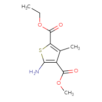 Chemical structure of 2-ethyl 4-methyl 5-amino-3-methylthiophene-2,4-dicarboxylate - CSSB00000261040