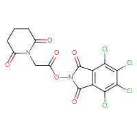 Chemical structure of 4,5,6,7-tetrachloro-1,3-dioxo-2,3-dihydro-1H-isoindol-2-yl 2-(2,6-dioxopiperidin-1-yl)acetate - CSSB20269534976