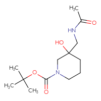 Chemical structure of tert-butyl 3-(acetamidomethyl)-3-hydroxypiperidine-1-carboxylate - CSSB02126500443