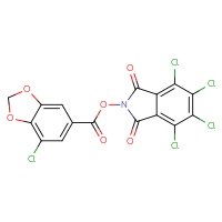Chemical structure of 4,5,6,7-tetrachloro-1,3-dioxo-2,3-dihydro-1H-isoindol-2-yl 7-chloro-2H-1,3-benzodioxole-5-carboxylate - CSSB20269569960