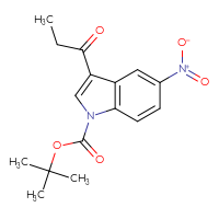 Chemical structure of tert-butyl 5-nitro-3-propanoyl-1H-indole-1-carboxylate - CSSB21332061390