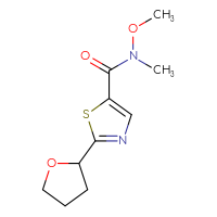 Chemical structure of N-methoxy-N-methyl-2-(oxolan-2-yl)-1,3-thiazole-5-carboxamide - CSSB01994334351