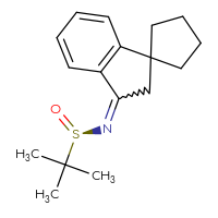 Chemical structure of (R)-N-{2',3'-dihydrospiro[cyclopentane-1,1'-inden]-3'-ylidene}-2-methylpropane-2-sulfinamide - CSSB21332860855
