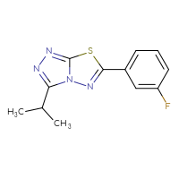 Chemical structure of 6-(3-fluorophenyl)-3-(propan-2-yl)-[1,2,4]triazolo[3,4-b][1,3,4]thiadiazole - CSSB00121637623