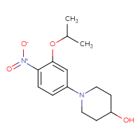 Chemical structure of 1-[4-nitro-3-(propan-2-yloxy)phenyl]piperidin-4-ol - CSSB00041058205