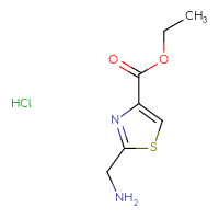 Chemical structure of ethyl 2-(aminomethyl)-1,3-thiazole-4-carboxylate hydrochloride - CSSB12257623230
