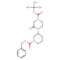 Chemical structure of tert-butyl 4-{1-[(benzyloxy)carbonyl]piperidin-3-yl}-3-oxopiperazine-1-carboxylate - CSSB00135393828