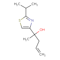 Chemical structure of 2-[2-(propan-2-yl)-1,3-thiazol-4-yl]pent-4-en-2-ol - CSSB06440679579
