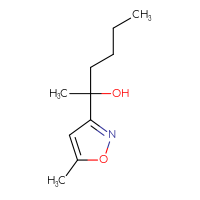 Chemical structure of 2-(5-methyl-1,2-oxazol-3-yl)hexan-2-ol - CSSB20647243705