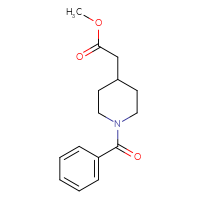Chemical structure of methyl 2-(1-benzoylpiperidin-4-yl)acetate - CSSB00020597453